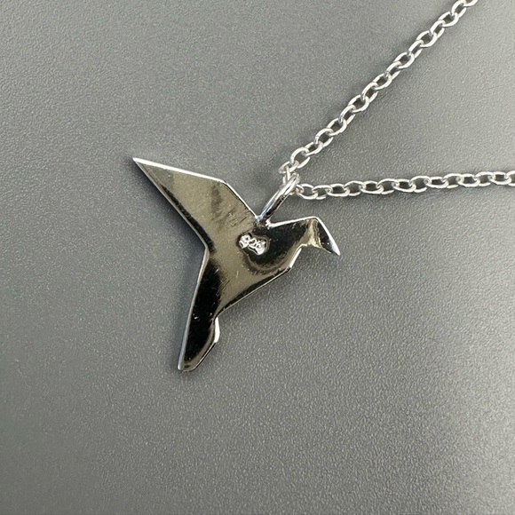 Sterling Silver Origami Bird Necklace - Picture 8 of 10
